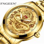 Fngeen Men's Wrist Watch Quartz Dragon Luminous Luxury Business Stainless Steel